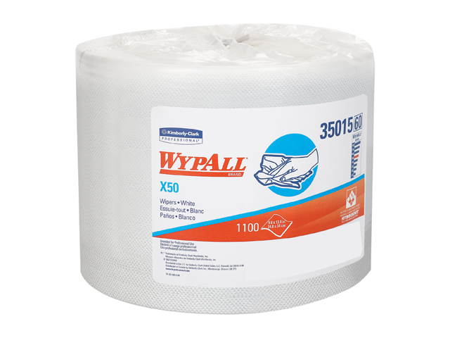 WypAll X50 Disposable Cloths (35015), Strong for Extended Use, Jumbo Roll, White, 1,100 Sheets / Roll