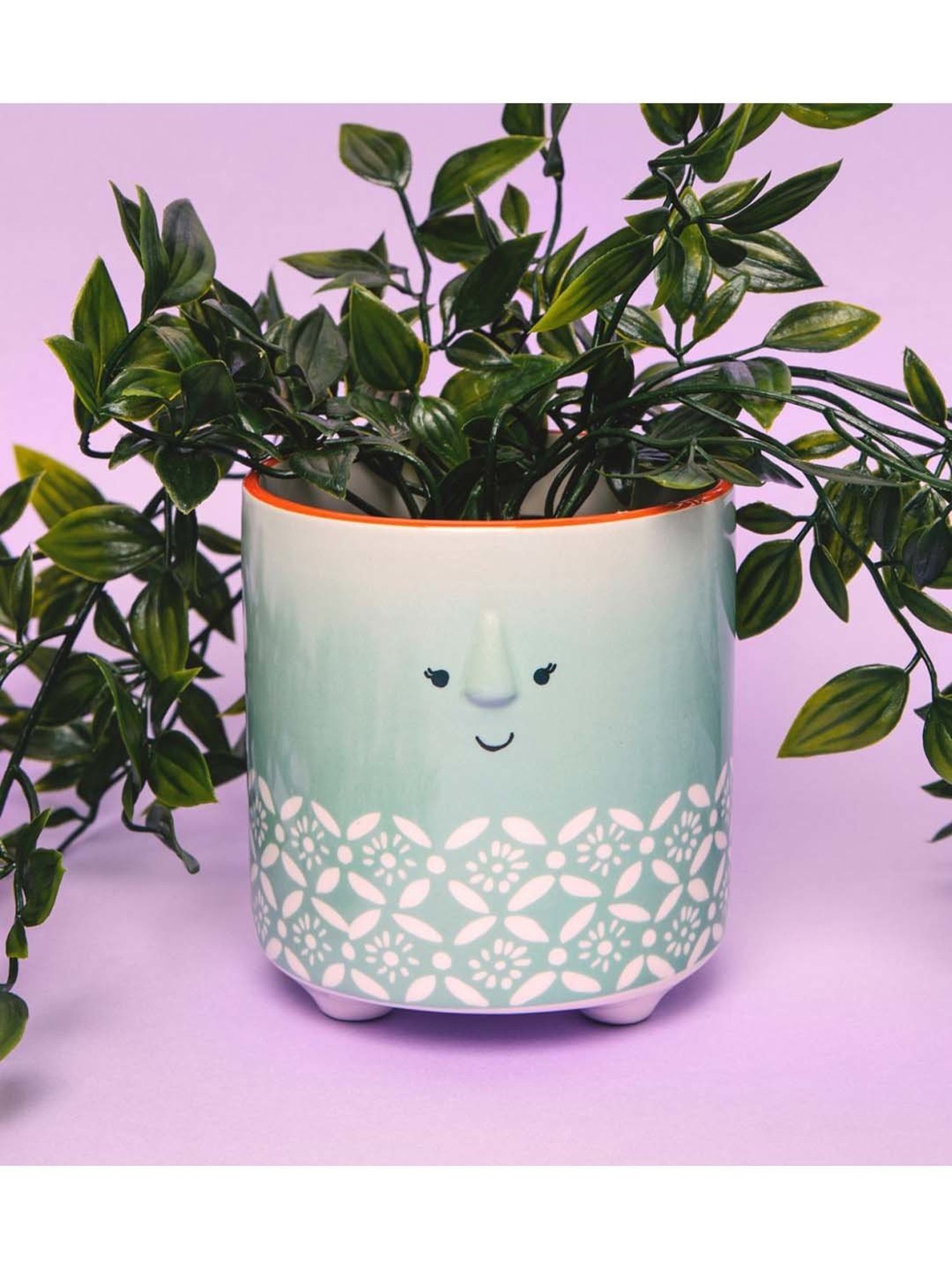 KitchenCraft Blue & Cream Ceramic Planter Pot