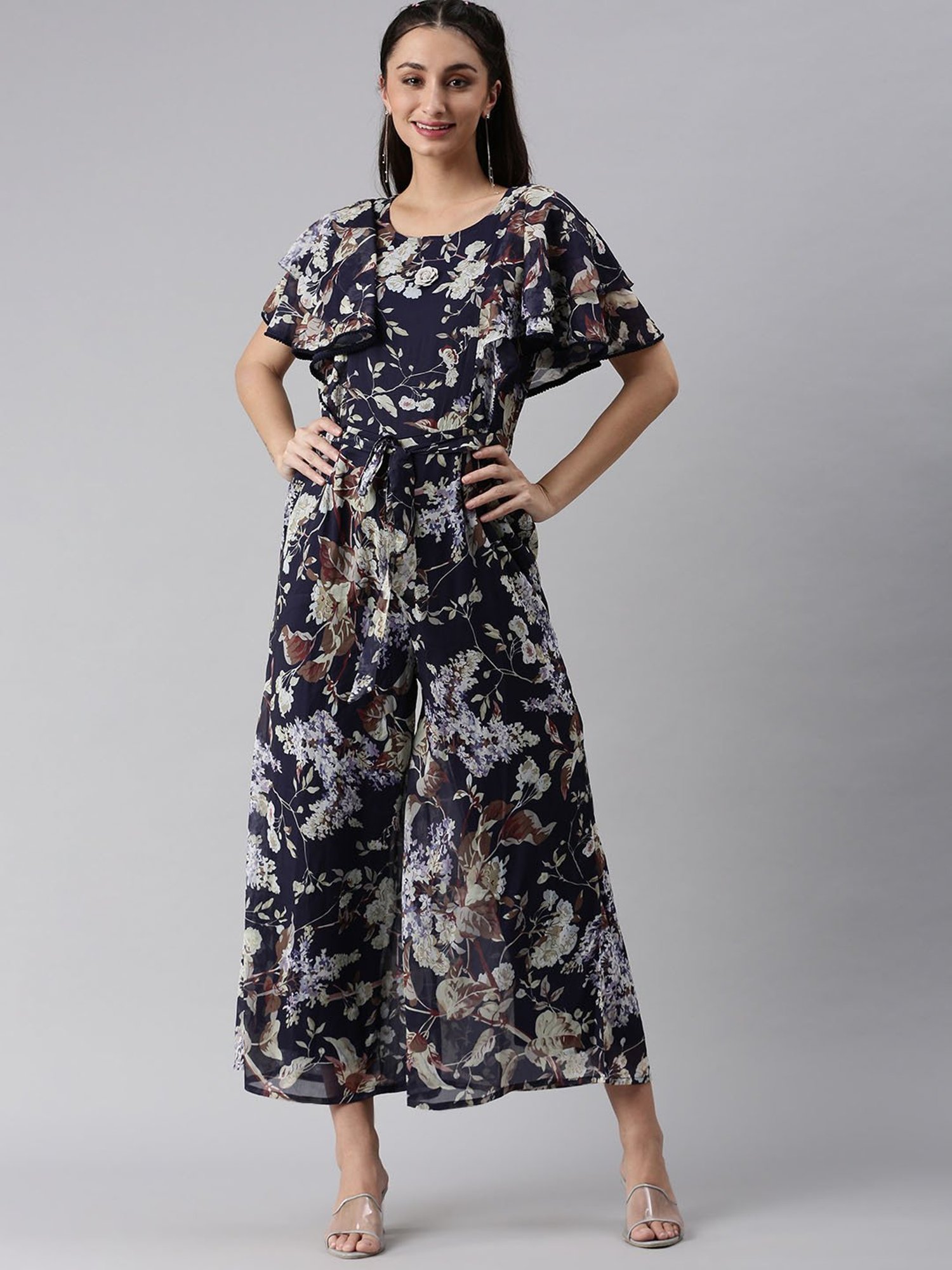 SHOWOFF Navy Printed Jumpsuit