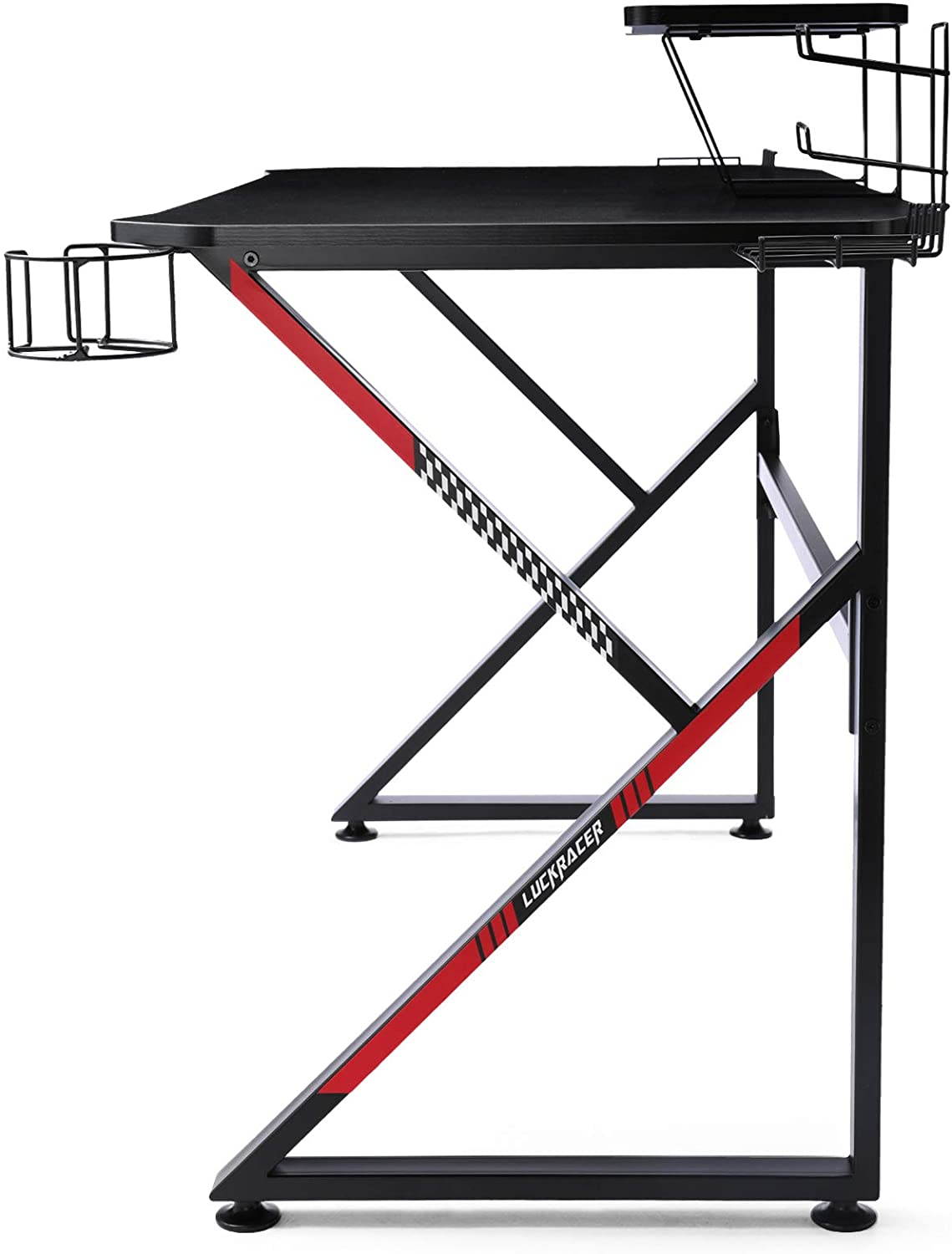 Gaming Desk 39 Inch Computer Desk Gaming Table K Shaped Pc Gaming Workstation Home Office Desk with Headphone/CD Holder, Gaming Controller Rrack,Black