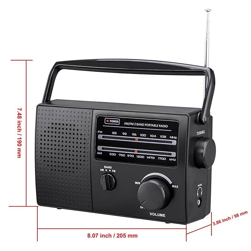 AMFM Portable Radio Local Current 120V or Dry Battery Operated Battery not Included