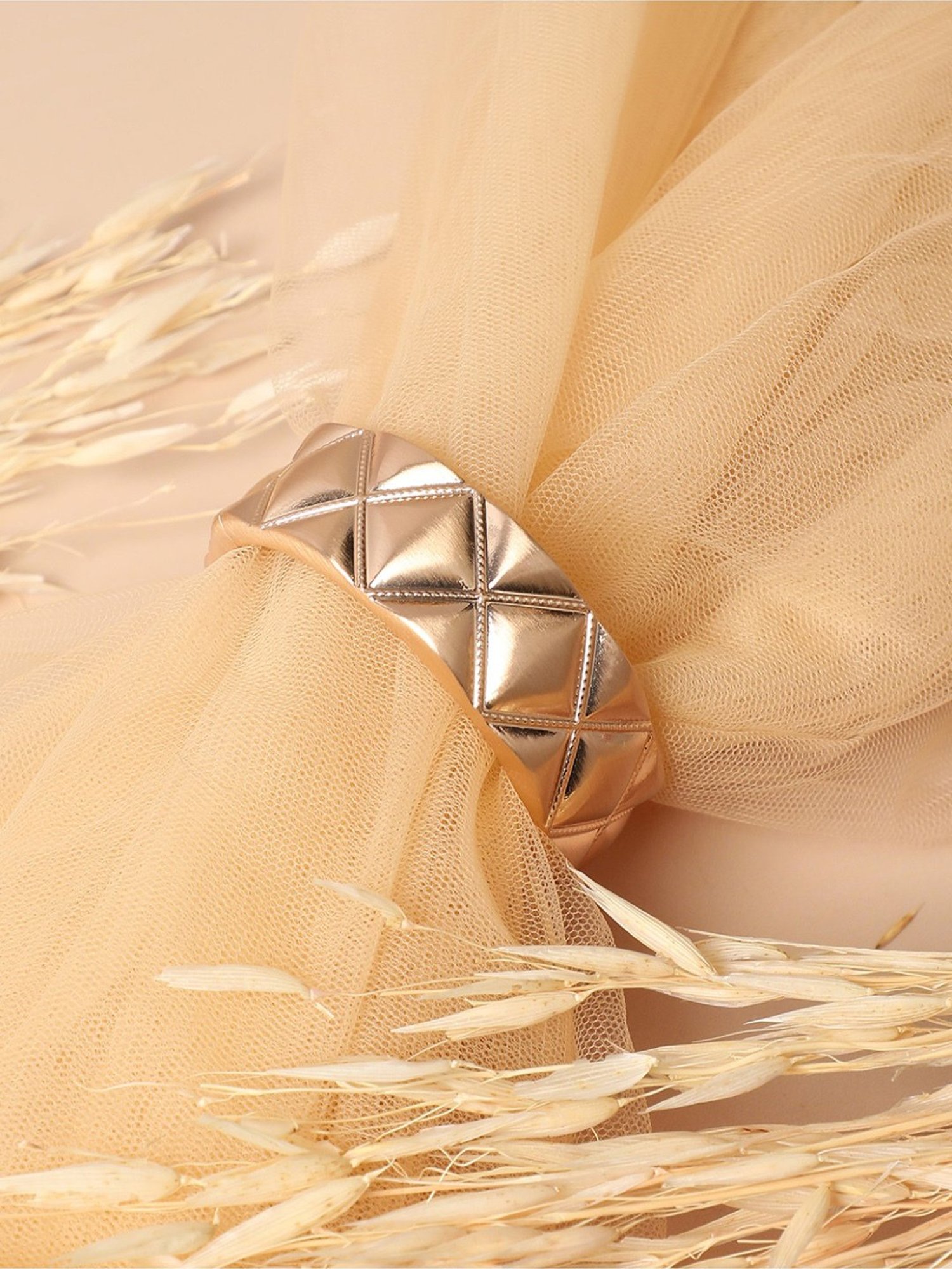 Sohi Metallic Quilt Golden Bracelet