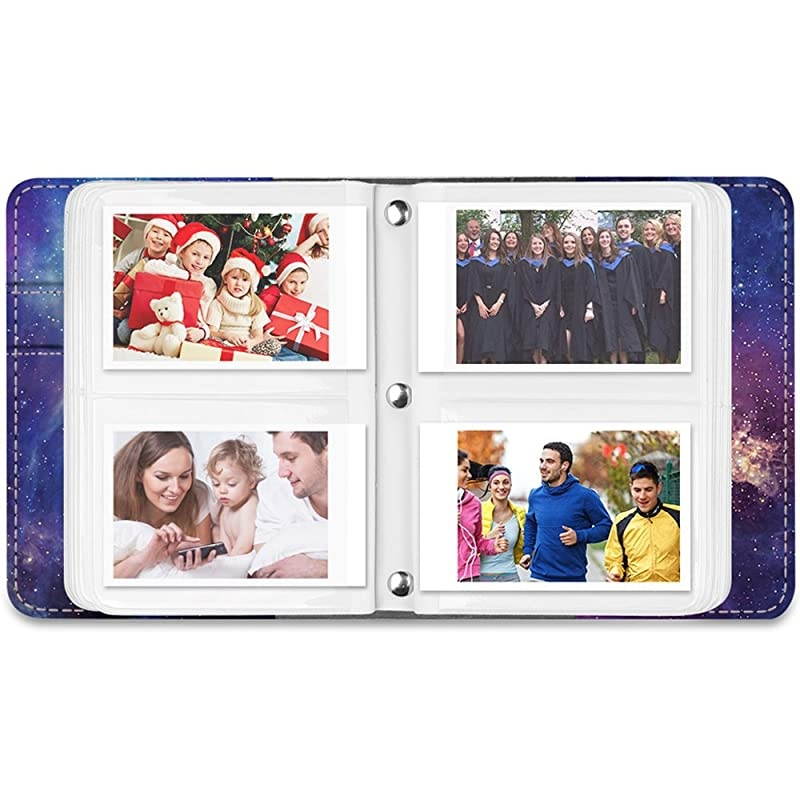 Mini Photo Album for 3-Inch Film - 104 Pockets Album for Fujifilm Instax Mini 11/Mini 9/Mini Link Printer/Mini LiPlay, Canon Ivy CLIQ, Polaroid, Kodak Instant Print Camera, Galaxy