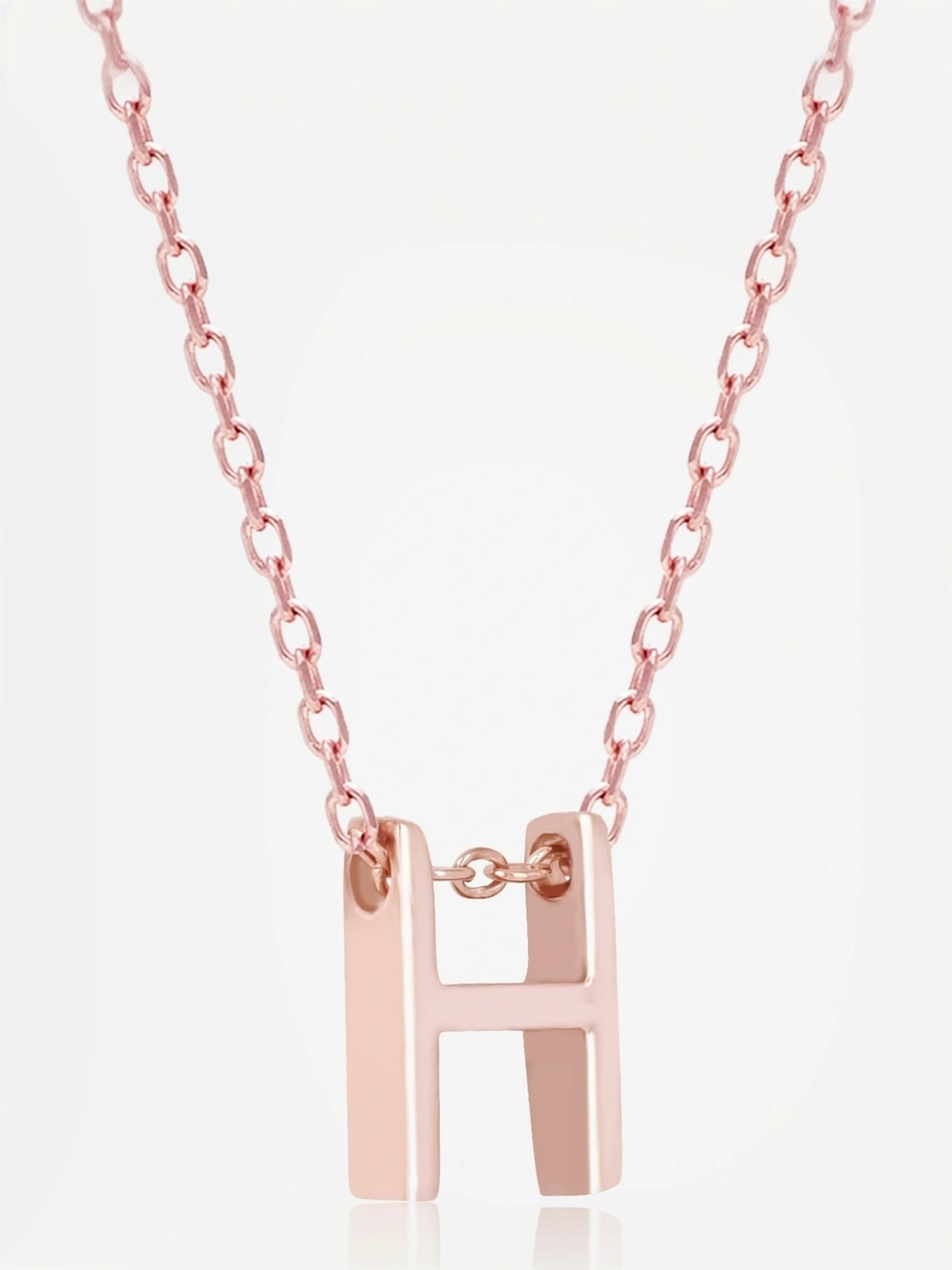 Touch925 Sterling Silver Harmony H Initial Rose Gold Chain Pendant