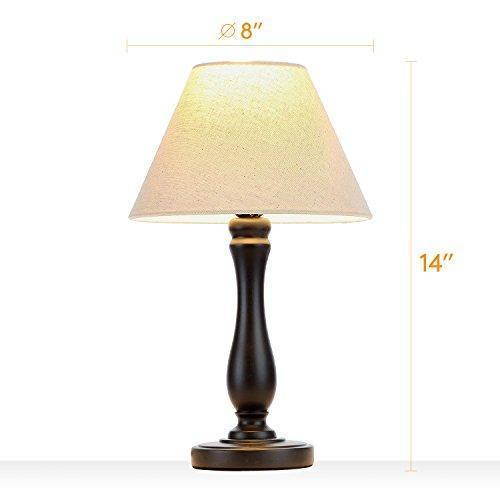 Brightech Noah LED Side Bedside Table & Desk Lamp: Traditional Elegant Black Wood Base, Neutral Shade & Soft, Ambient Light for Bedroom Nightstand, Living Room, Office; Incl. LED Bulb, Cord