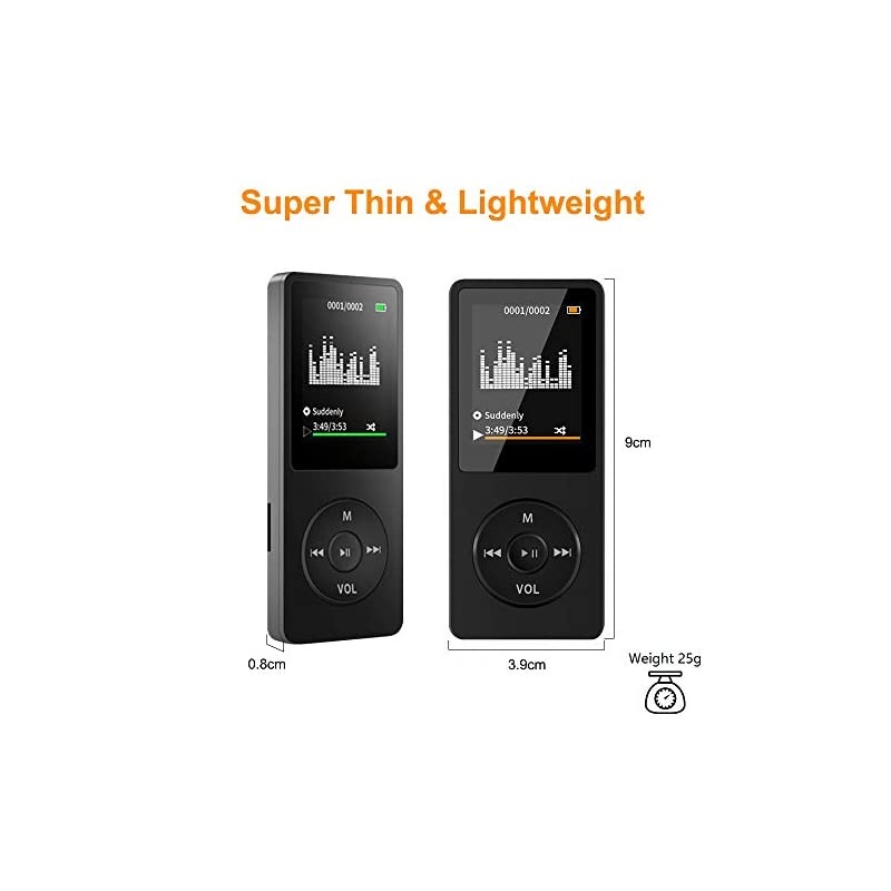 MP3 Player with 32GB Memory Card,  HiFi Lossless Music Player with Speaker and Earphones, FM Radio/Video/Voice Recorder/E-Book Reader | Support 128GB TF Card - White