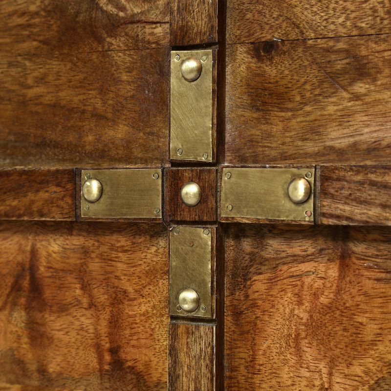 Tucker Handcrafted Boho Wood Storage Trunk Natural/Brass - Christopher Knight Home