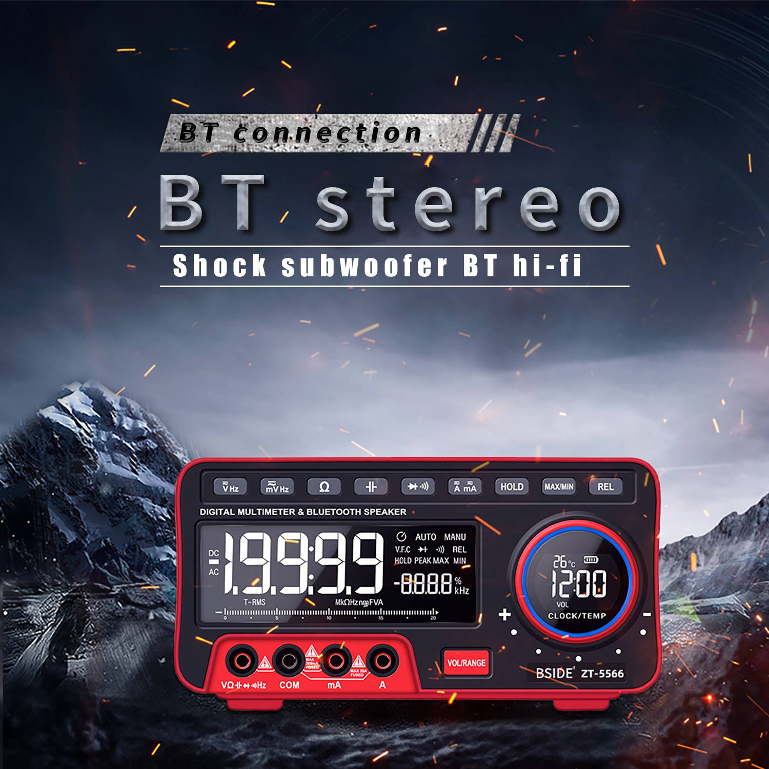 BSIDE 19999 Counts Multi-function Multimeter True RMS Digital Multimeter DC/AC Voltage and Current Meter with LCD Display Measuring AC/DC Voltage Frequency Resistance Capacitance Measure Continuity