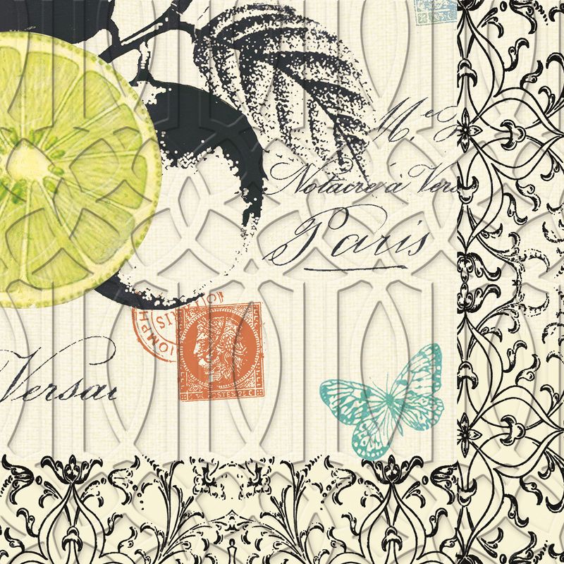 Evergreen Cypress Home Luscious Lemon Embossed Paper Cocktail Napkin, 20 count