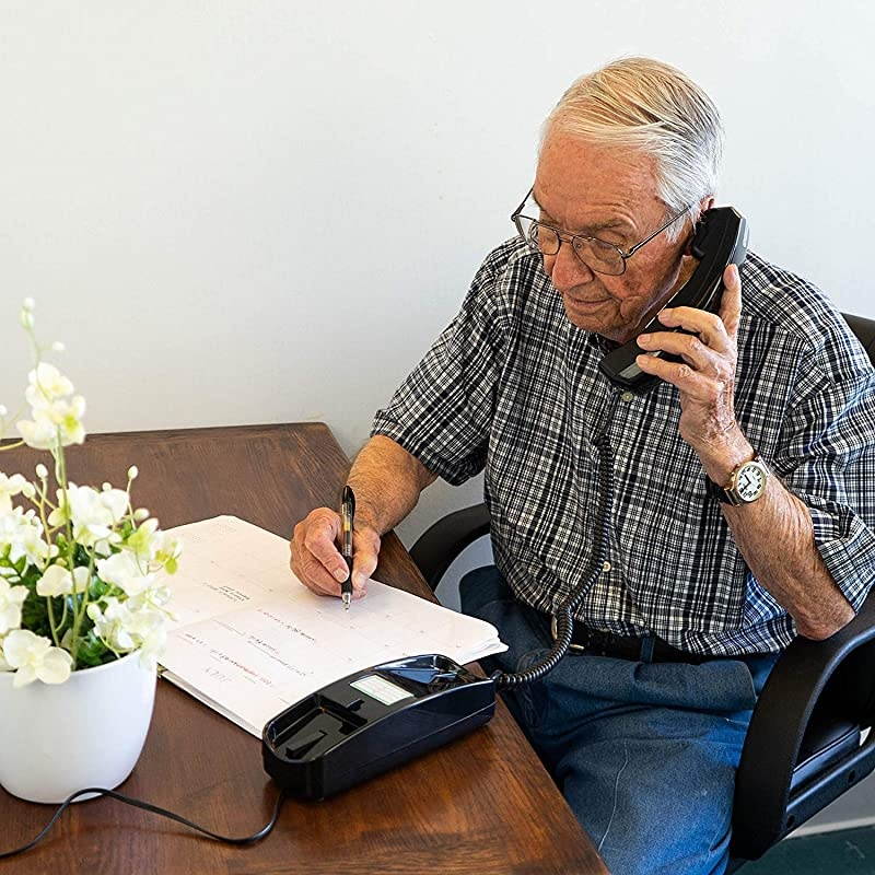 Corded Phone Phones for Seniors Phone for Hearing impaired Black Retro Novelty Telephone an Improved Version of The Princess Phones in 1965 Style Big Button