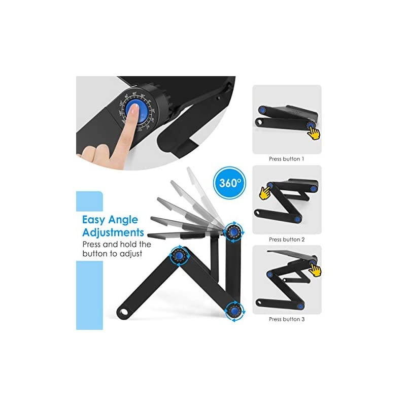 Laptop Bed Table, Portable Laptop Workstation Notebook Stand Reading Holder with 2 CPU Cooling Fans and Mouse Pad in Bed Couch Sofa Office