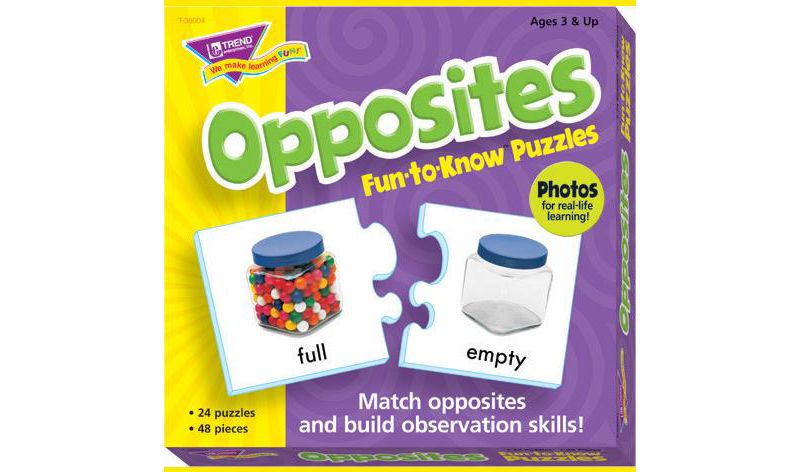 Trend Enterprises Opposites 2-Piece Puzzles, Assorted Themes, set of 24