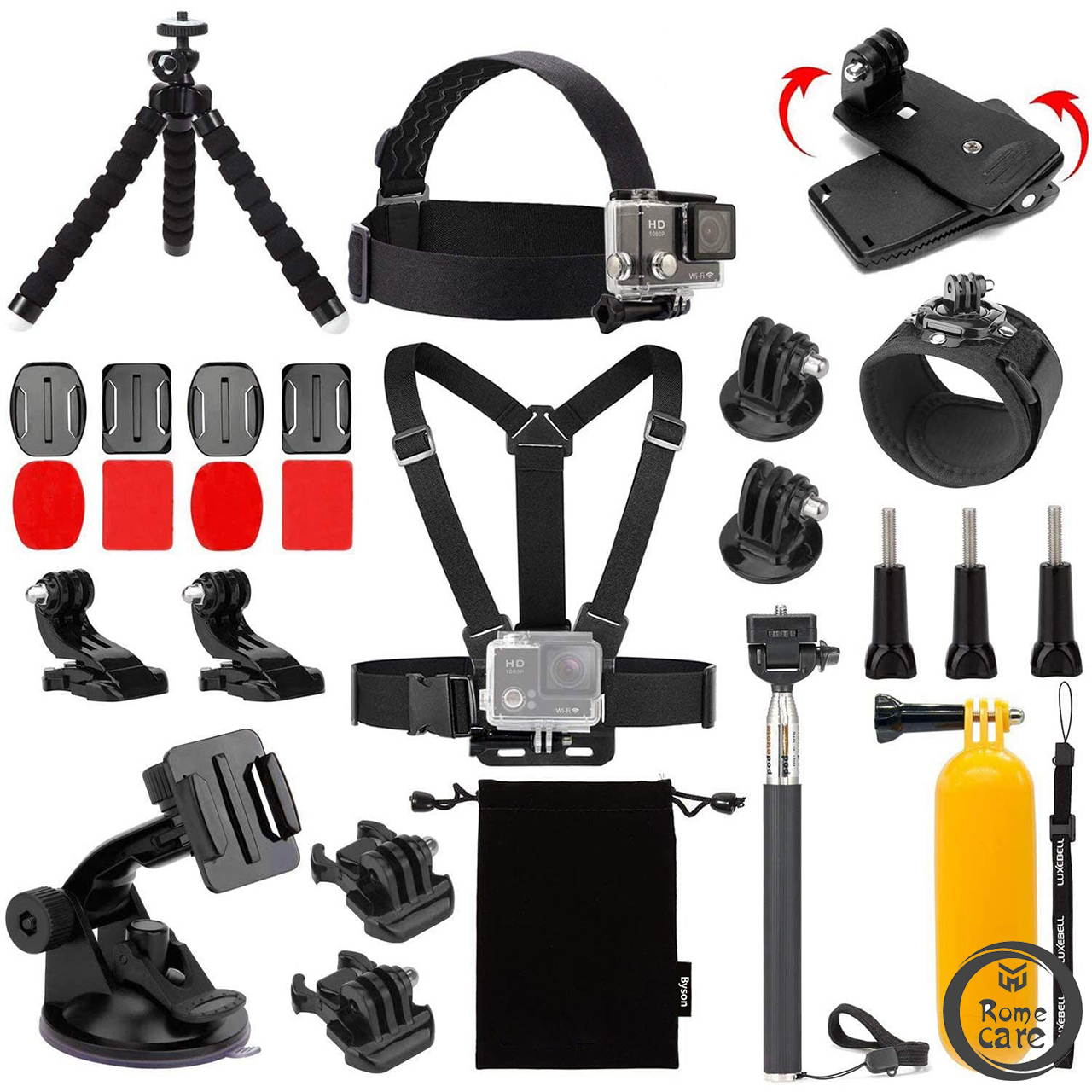 ROME CARE Accessories Kit for AKASO EK5000 EK7000 4K WiFi Action Camera Gopro Hero 8 7 6 5/Session 5/Hero 4/3+/3/2/1 Max Fusion
