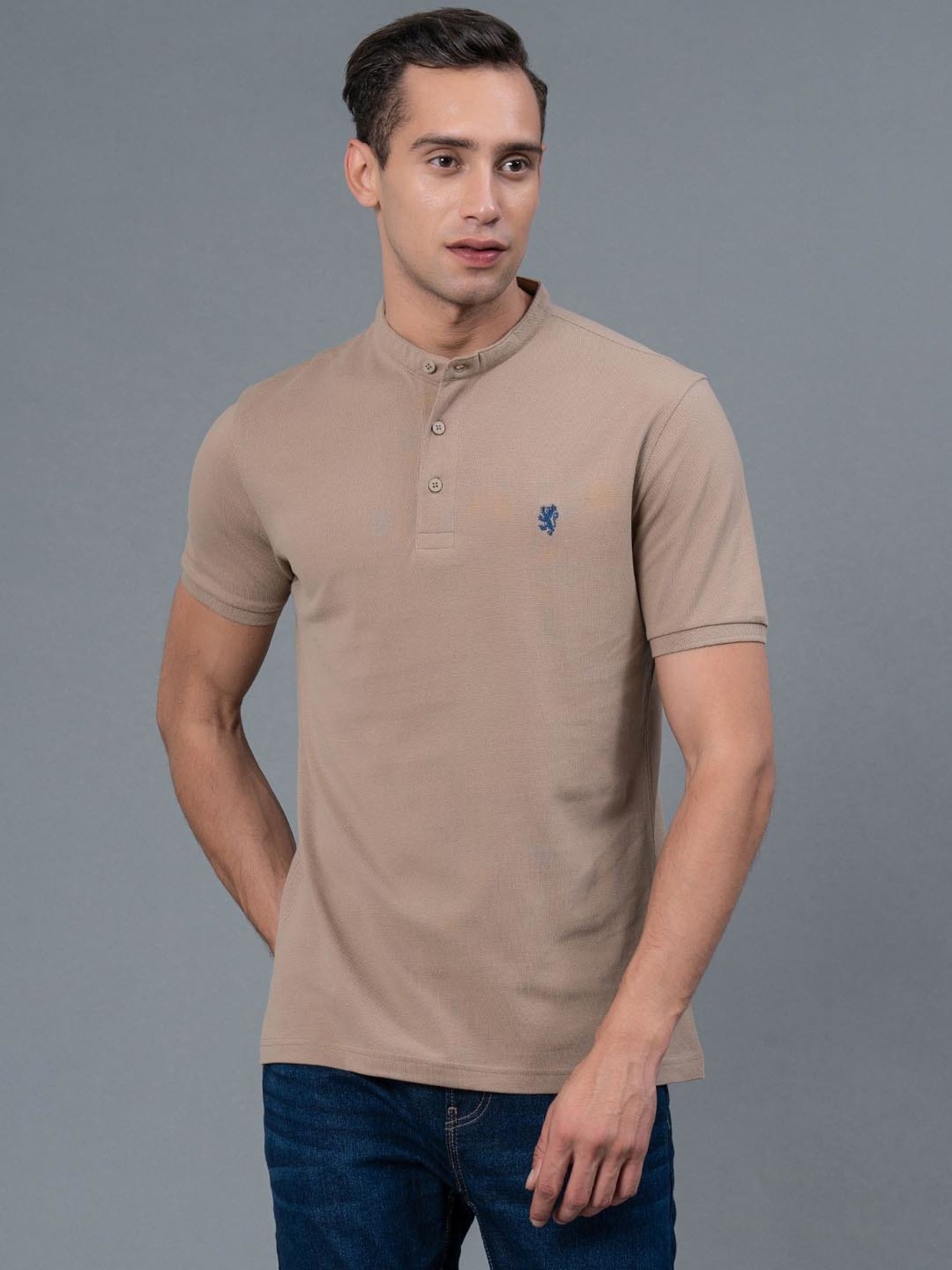 Red Tape Beige Regular Fit Cotton T-Shirt