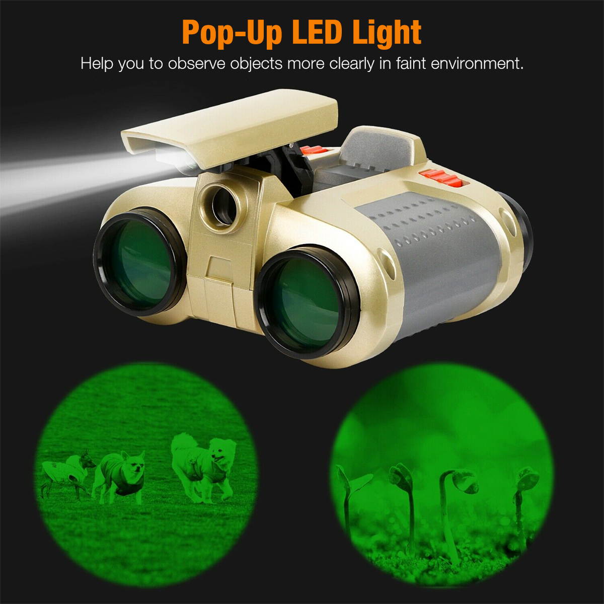 Night Vision Binoculars with Pop Up Light High Quality Binocular Outdoor Travel Hunting Camping, Gold