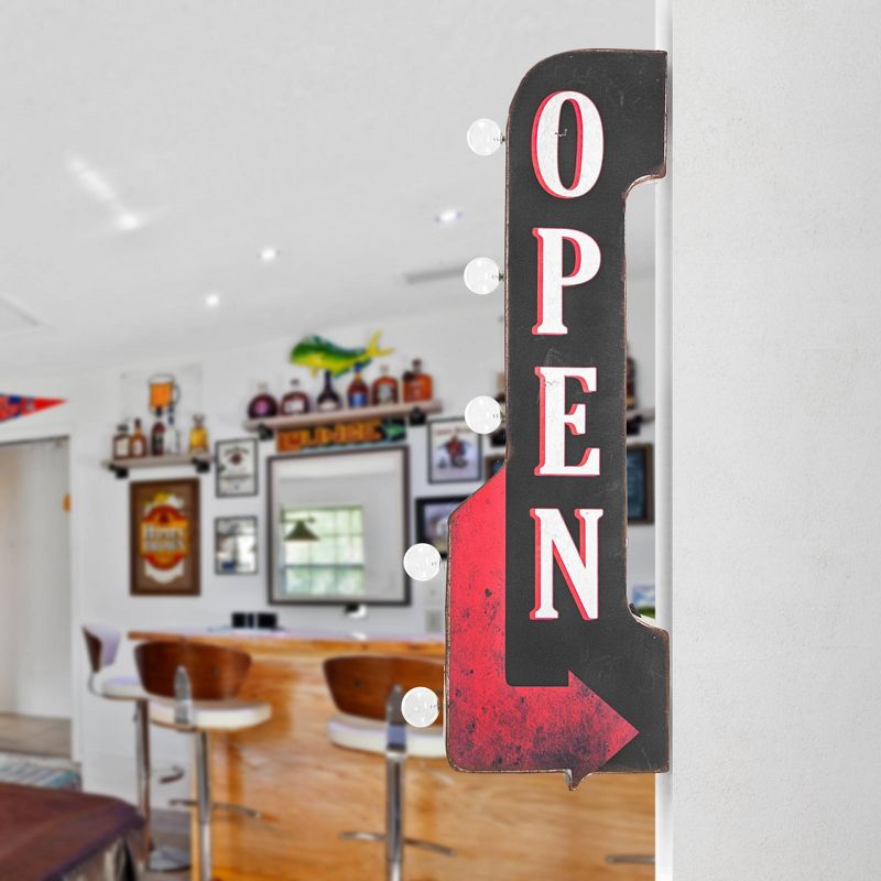 Vintage Open LED Marquee Arrow Sign Black - Crystal Art Gallery