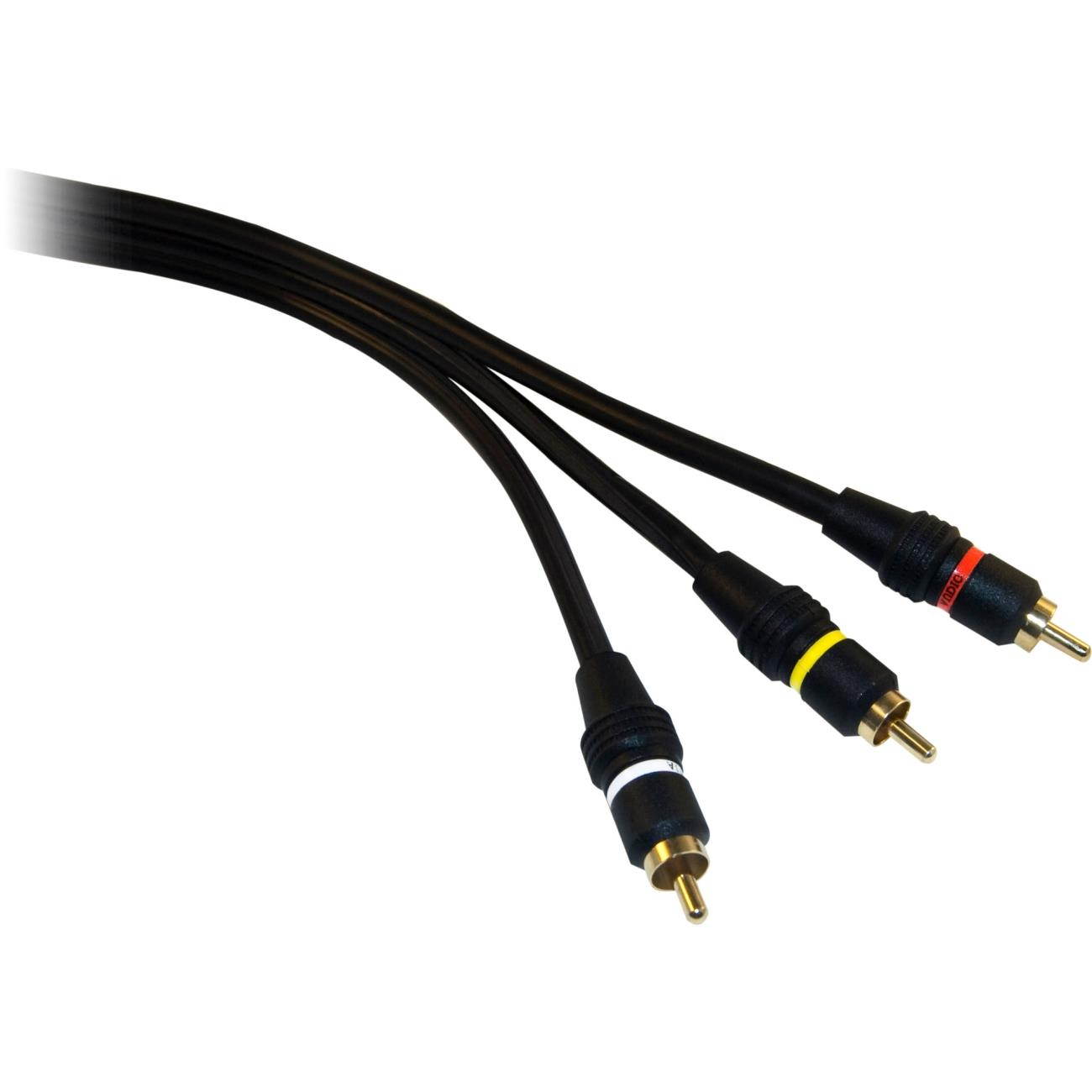 CableWholesale 10R2-03112 High Quality RCA Audio, Video Cable, 3 RCA Male, Gold-plated Connectors, 12 foot