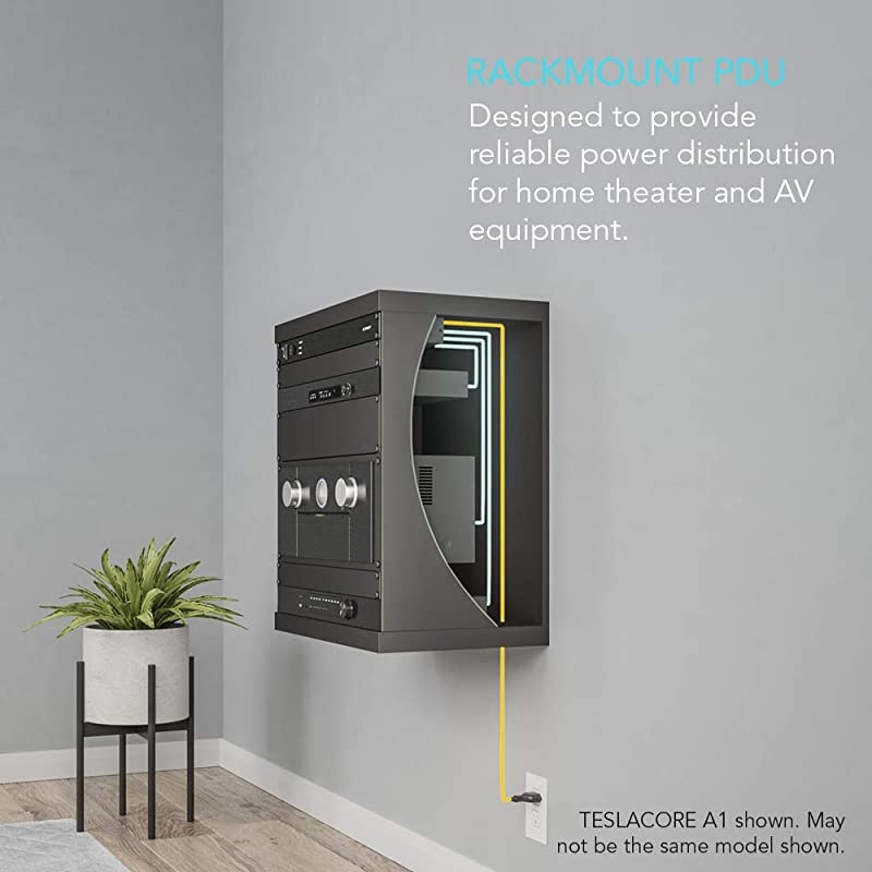 Infinity TESLORE A1 Rackmount PDU with Surge Protector 15A Circuit Breaker 8 Rear Outlets 15ft Power Cord for AV Equipment