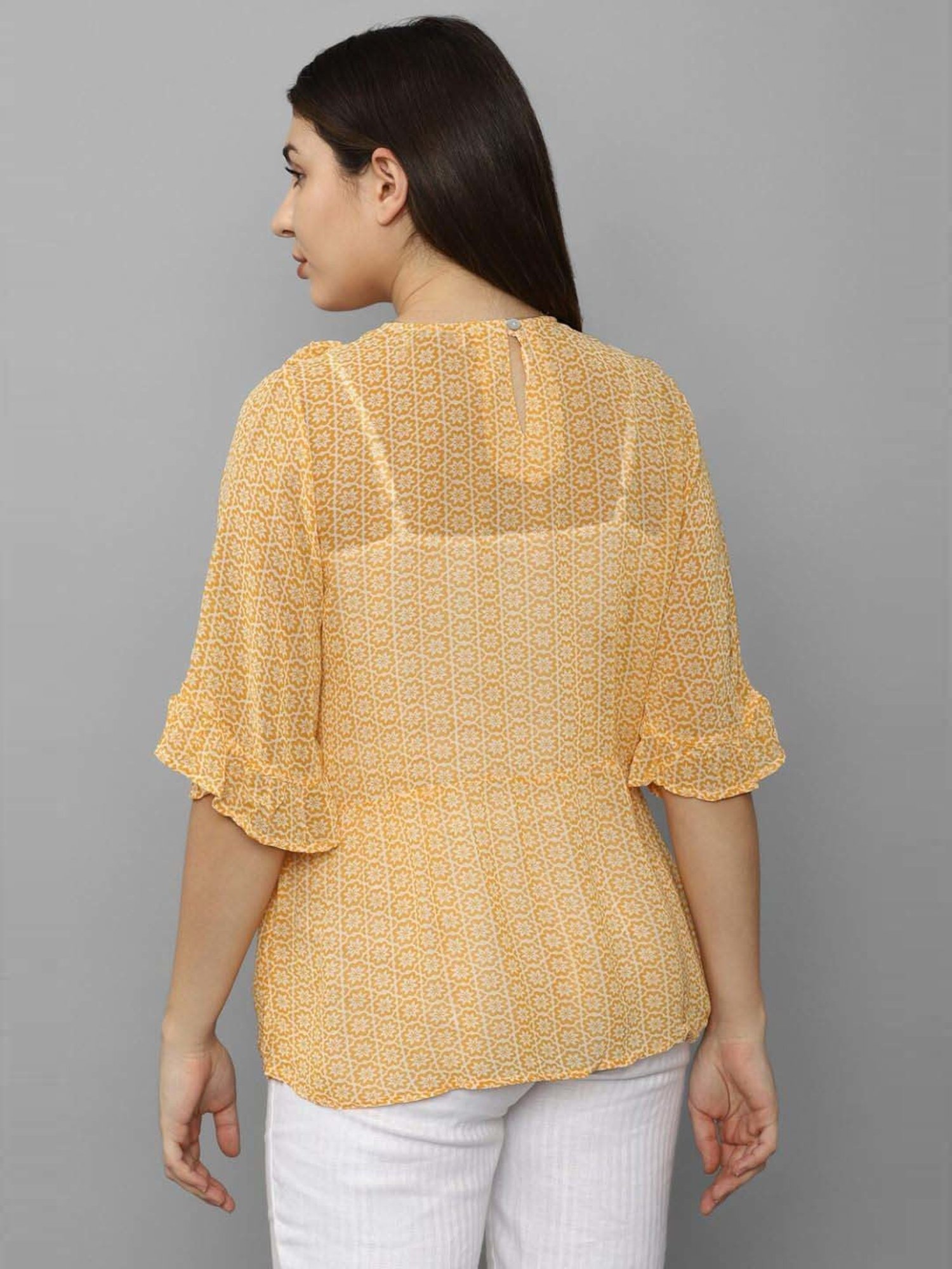 Allen Solly Yellow Printed Top