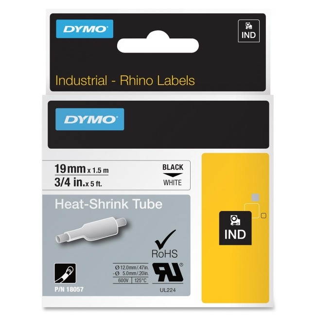 Dymo LABEL, DYMO RHINO, WHITE 3/4" x 5'