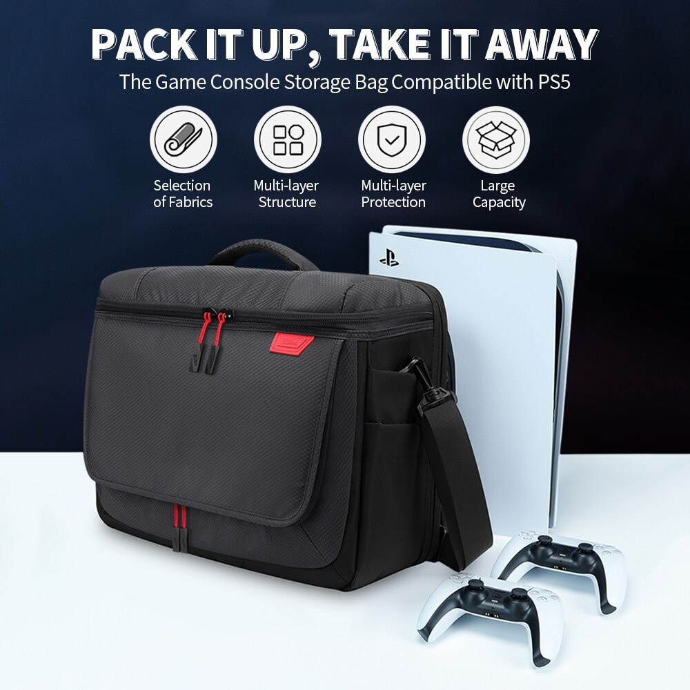 BUBM The Game Console Storage Bag Compatible with PS5 Large Capacity Multi-layer Protection Selection of Fabrics Water Proof