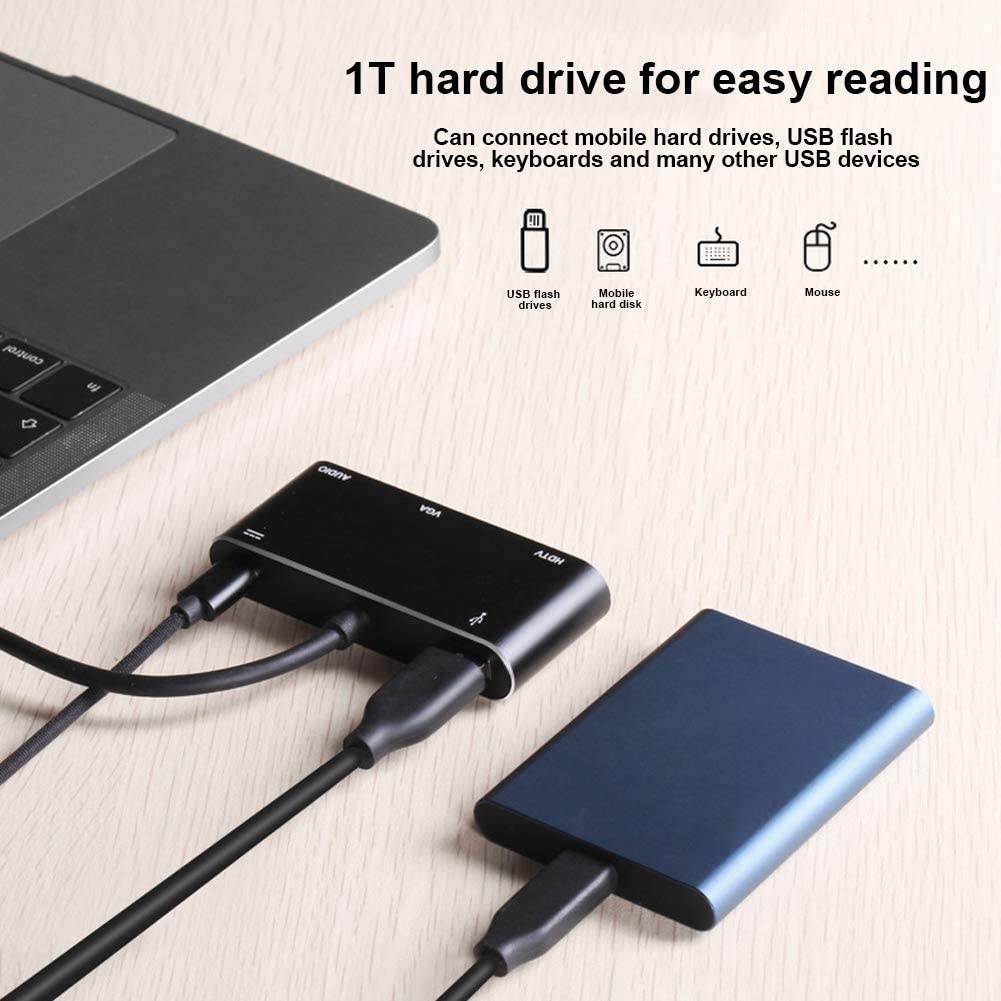 01 USB Docking Station, USB Docking Station Portable Stable Gigabit Ethernet Type-C 5-in-1 Anti-Impact Type-C Docking Station, for Mobile Phone Computer Windows