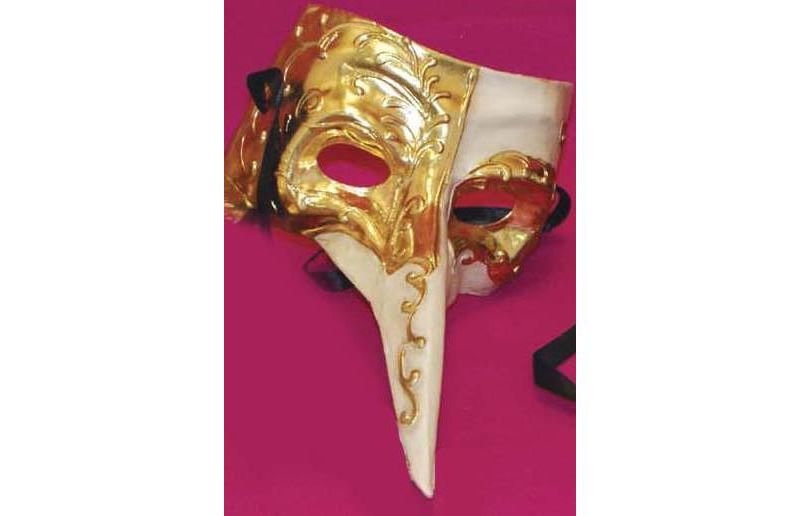 Bauer Pacific Imports Casanova Venetian, Masquerade, Mardi Gras Mask Cream/Gold Style D