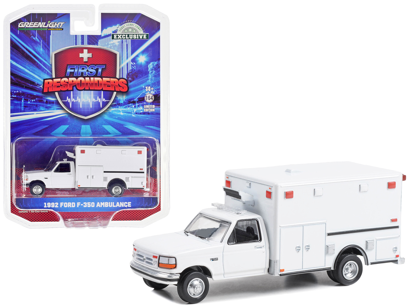 1992 Ford F-350 Ambulance White "First Responders - Hobby Exclusive" Series 1/64 Diecast Model Car by Greenlight