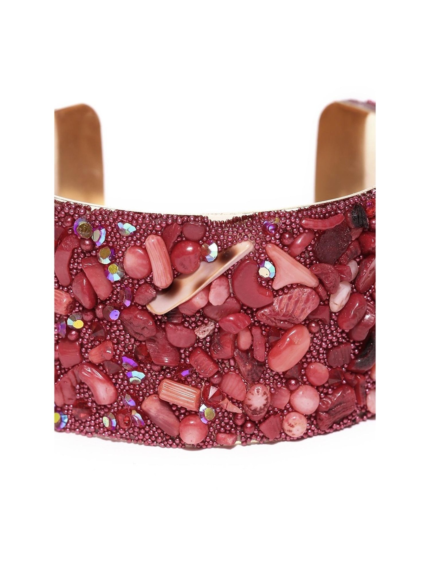 YouBella Valentine Gifts Jewelry Crystal Beads Studded Red Cuff Bracelet