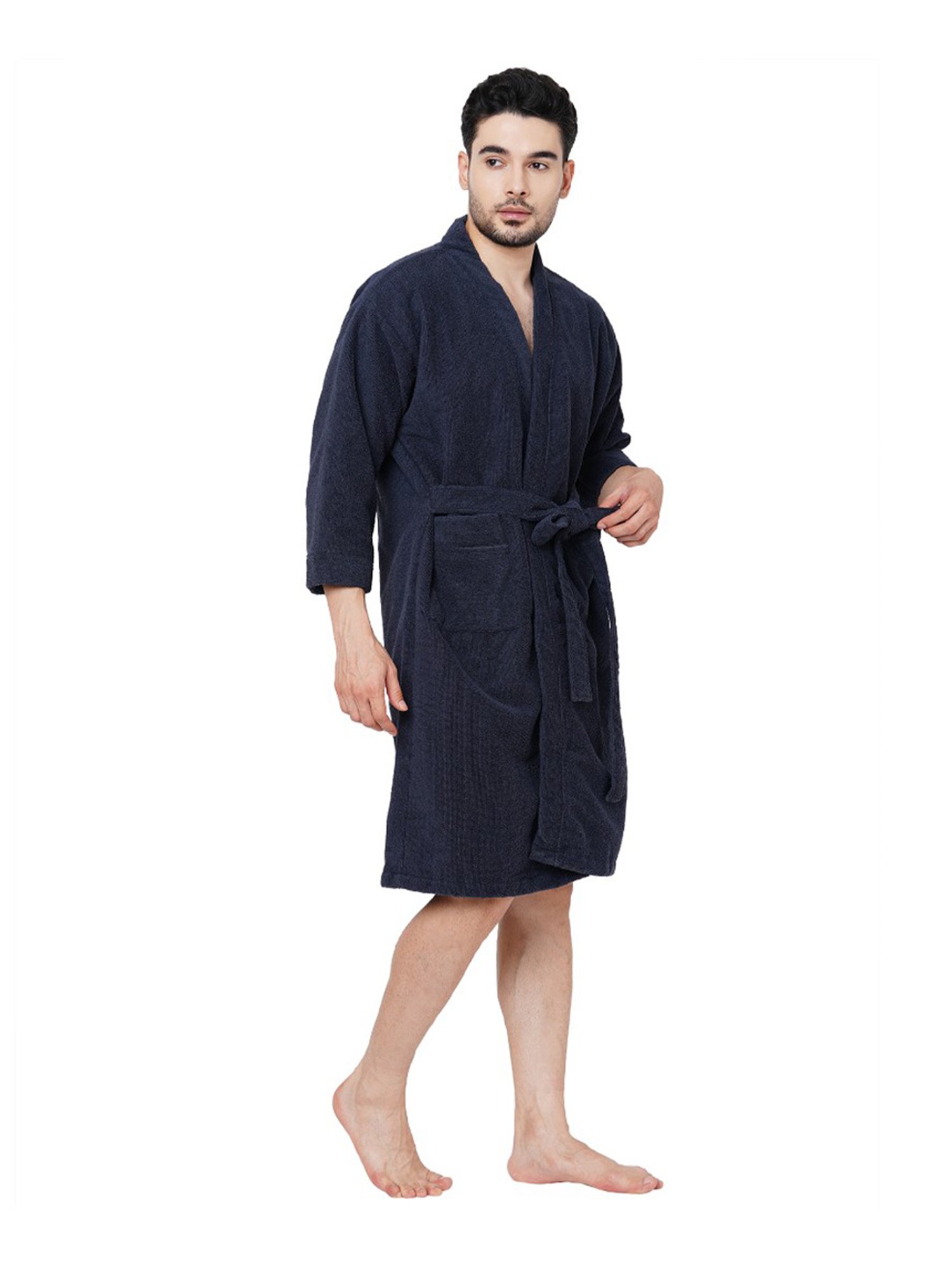 Welspun Dew Grey 325 GSM Cotton Bath Robe (M)