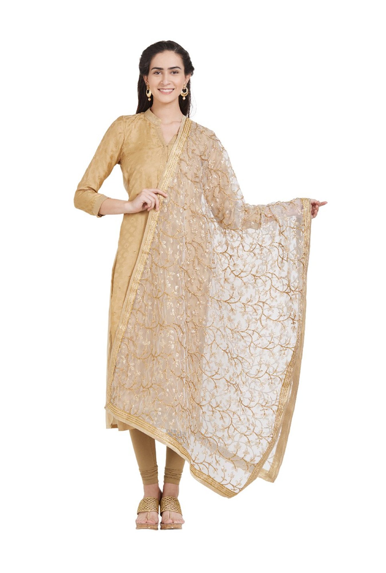 Dupatta Bazaar White & Gold Dupatta