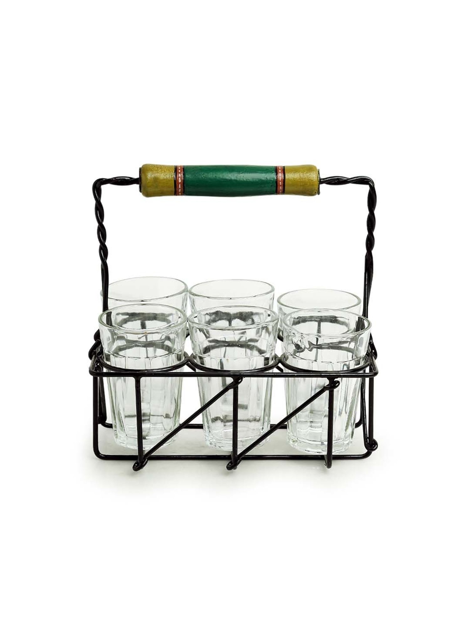 JCPL White & Red Ceramic Cup (0.18 L) - Set of 6