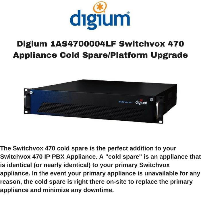 Digium 1AS4700004LF Switchvox 470 Appliance Cold Spare/Platform Upgrade