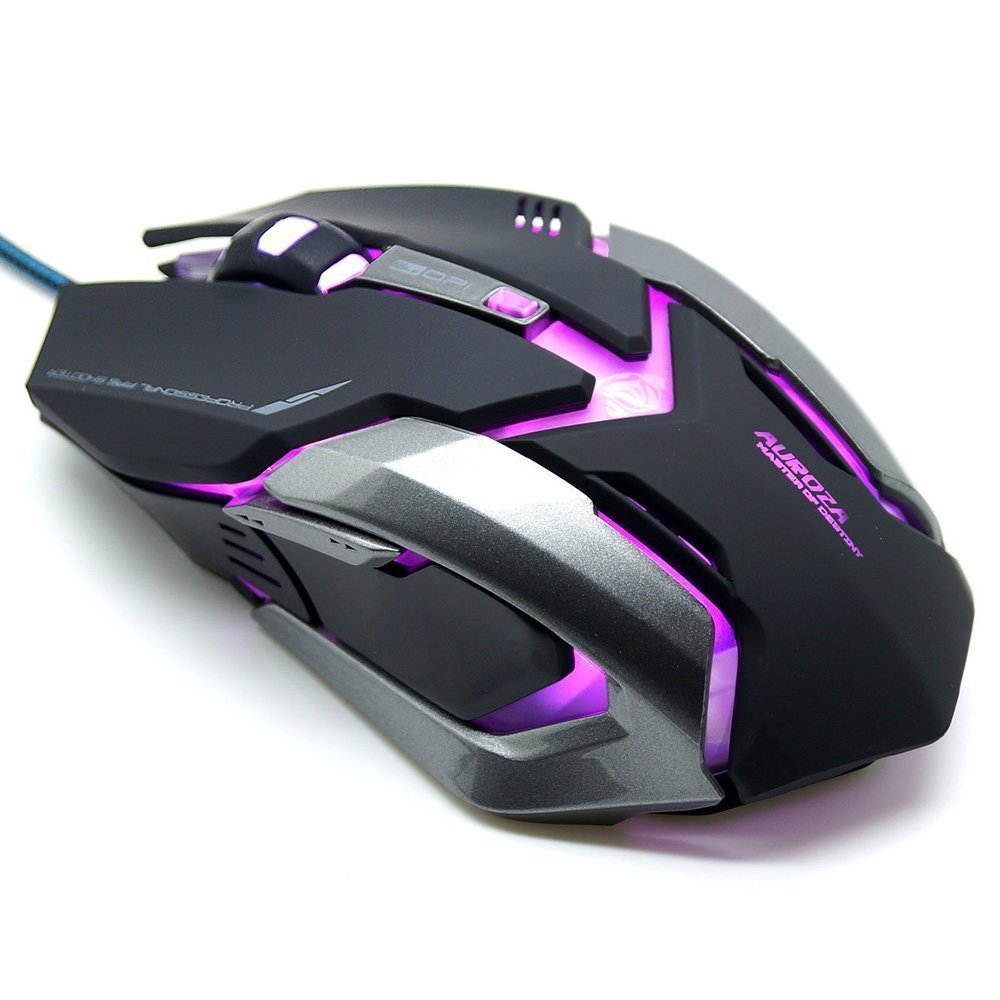 E-3LUE Gaming Mouse with Adjustable DPI,LED USB Optical Ergonomic Wired Computer Mice for Gamer,PC,Mac,Laptop,Macbook,Black