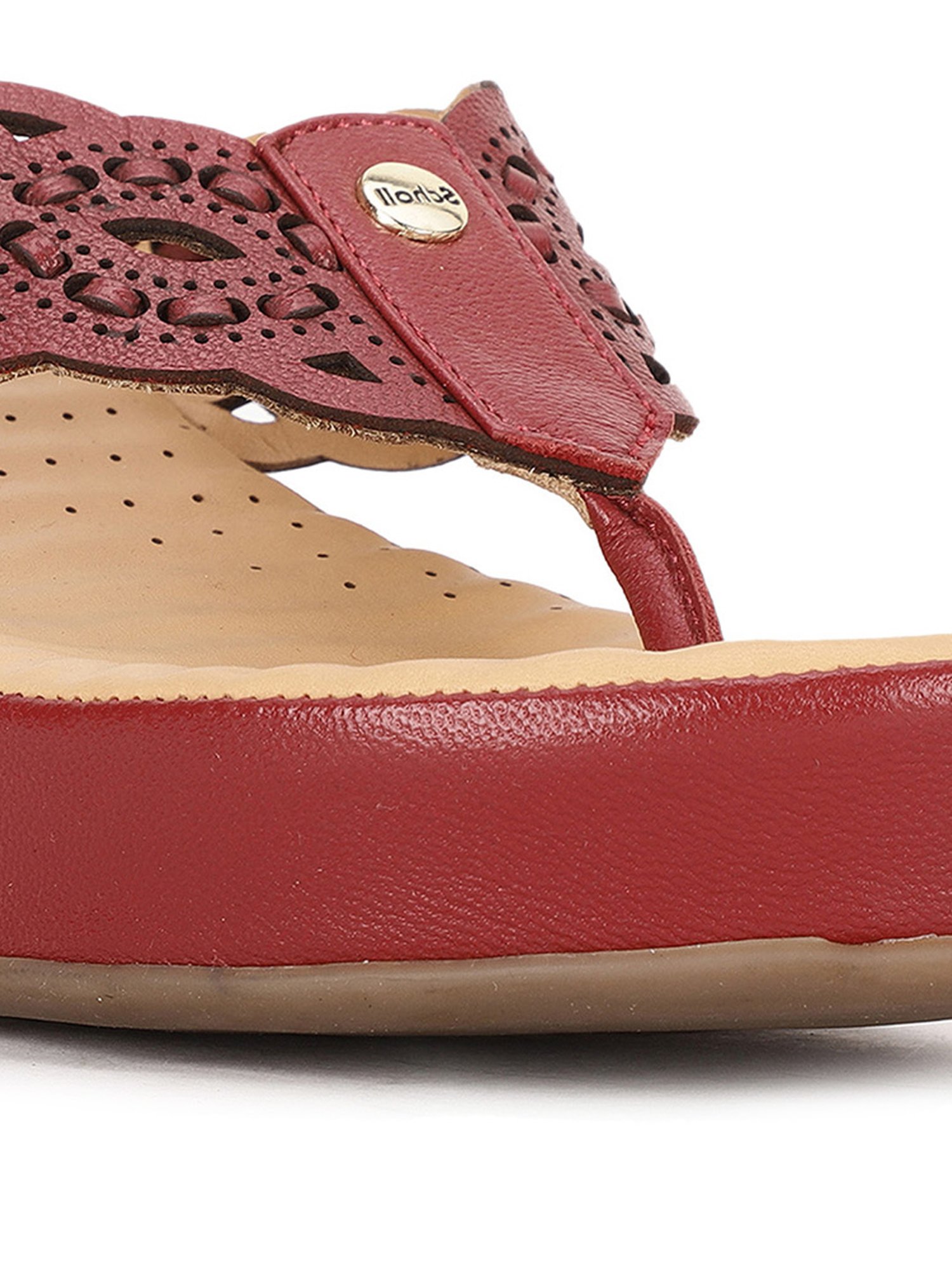 Scholl by Bata Women's Red Thong Wedges