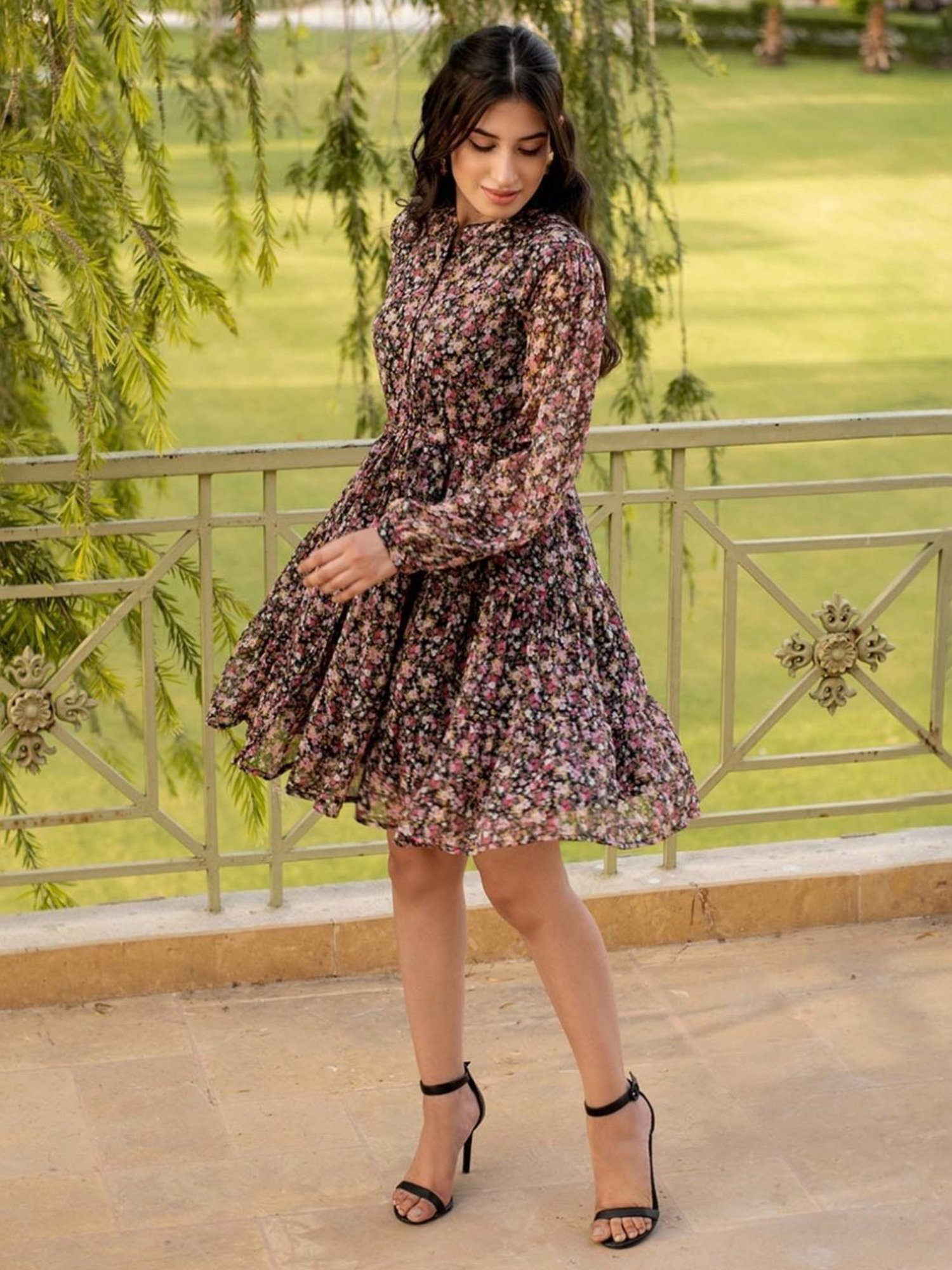 BInfinite Multi-Color Floral Tiered Dress