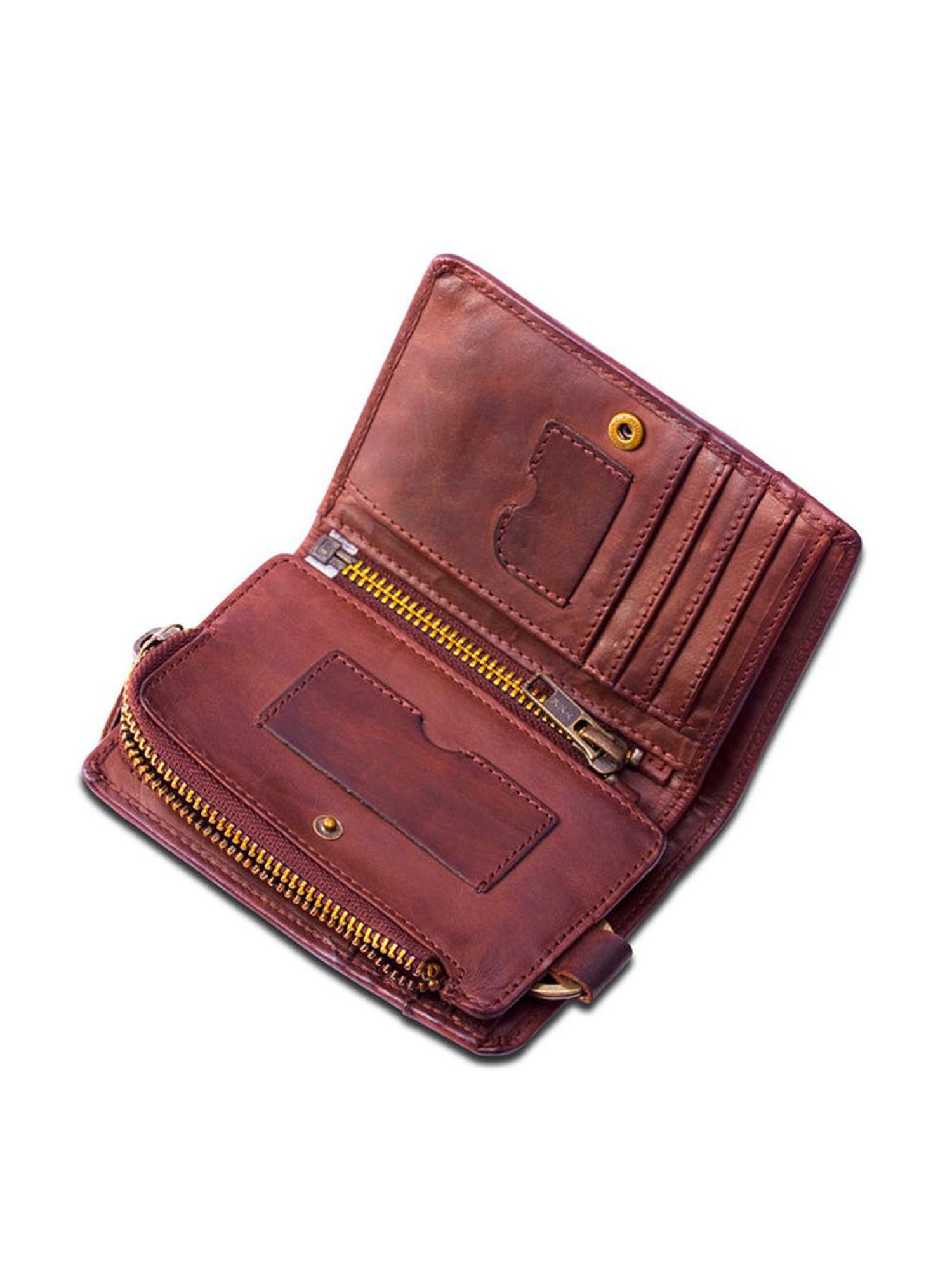 KOMPANERO Harvey Cognac Leather Textured Bi-Fold Wallet