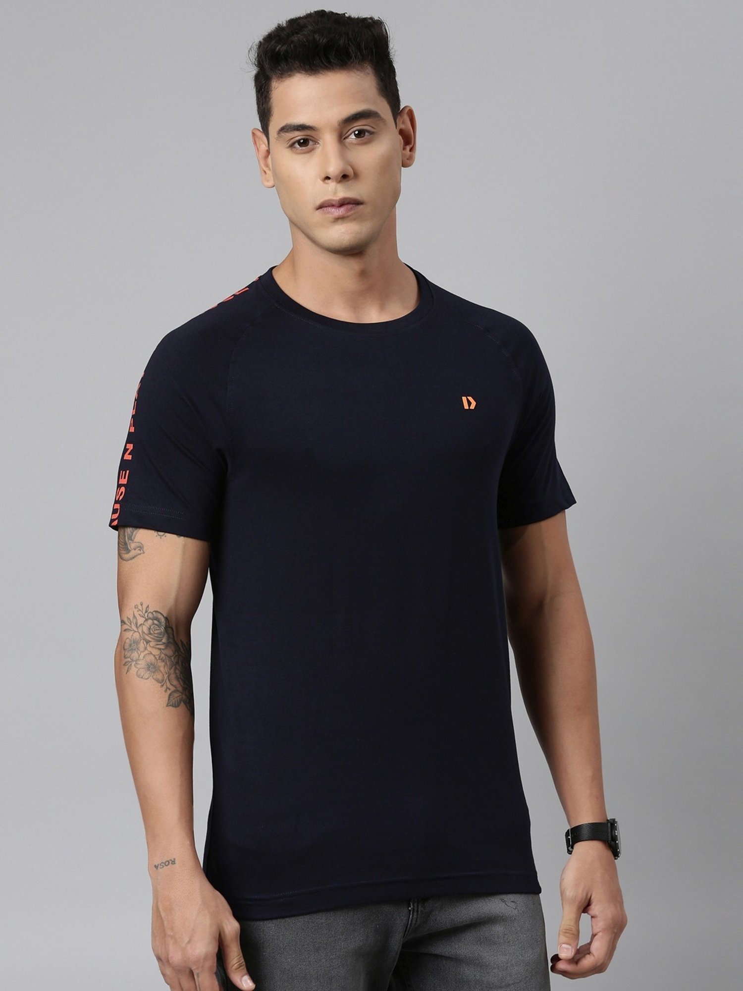Dixcy Scott Maximus Blue Cotton Regular Fit T-Shirt