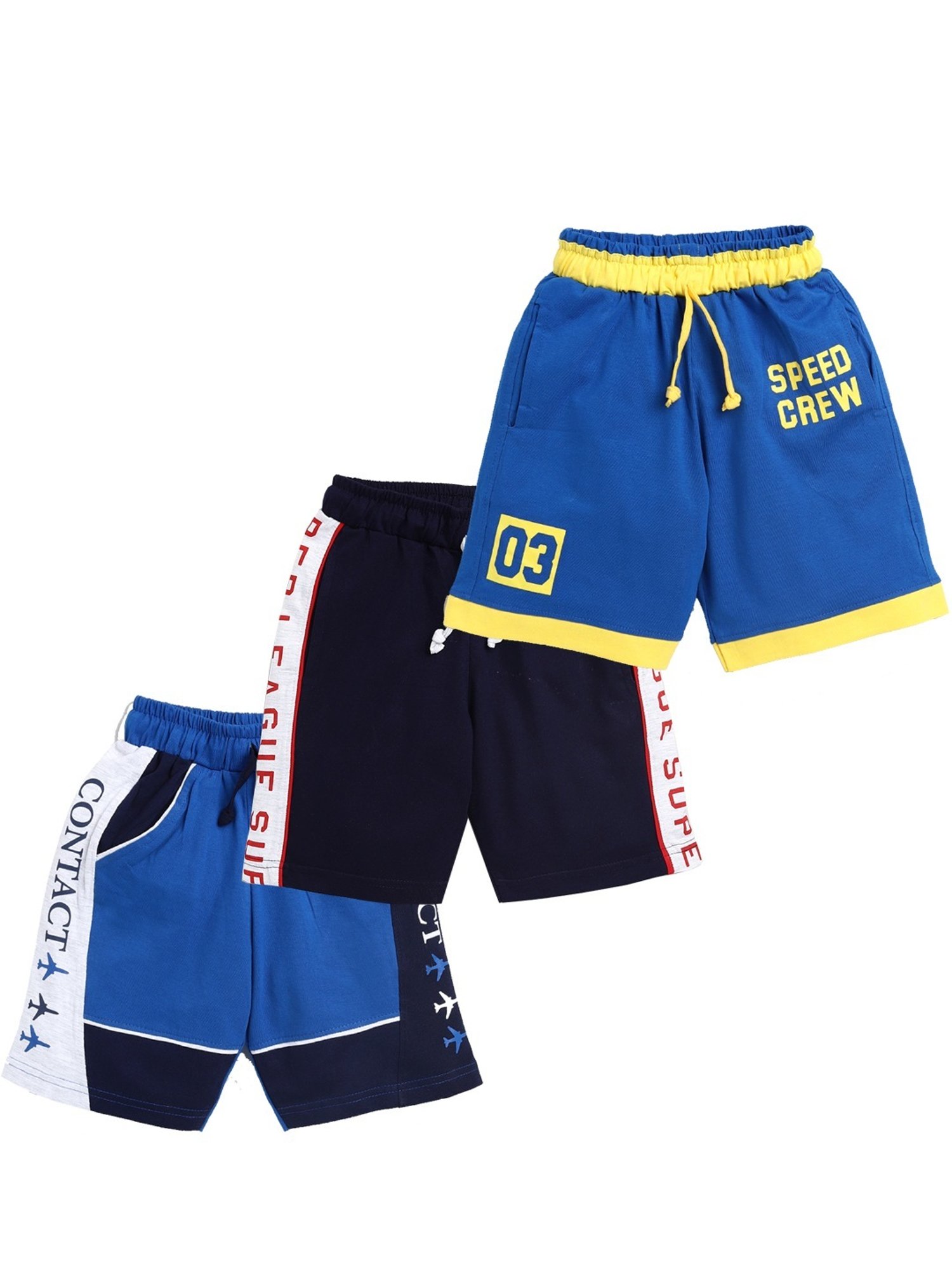 Todd N Teen Kids Blue & White Cotton Printed Bermunda