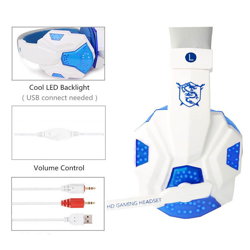 SpeedSpider Professional Led Light Gamer Headset for Computer PS4 Gaming Headphones Adjustable Bass Stereo PC Wired Headset With Mic