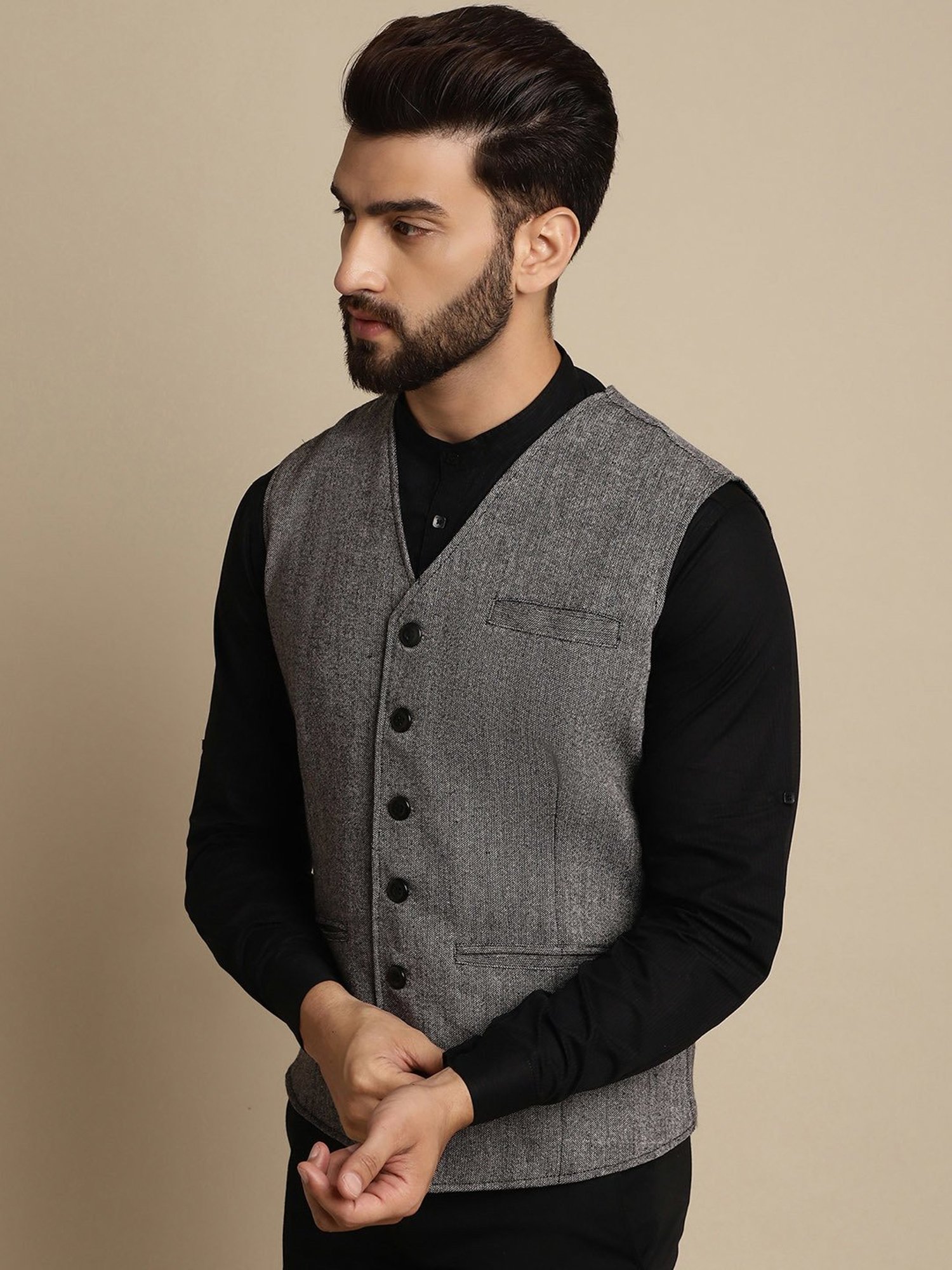 Even Grey Regular Fit V Neck Waistcoat