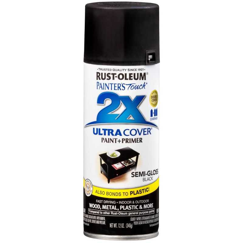 Rust-Oleum 12oz 2X Painter's Touch Ultra Cover Semi-Gloss Spray Paint Black