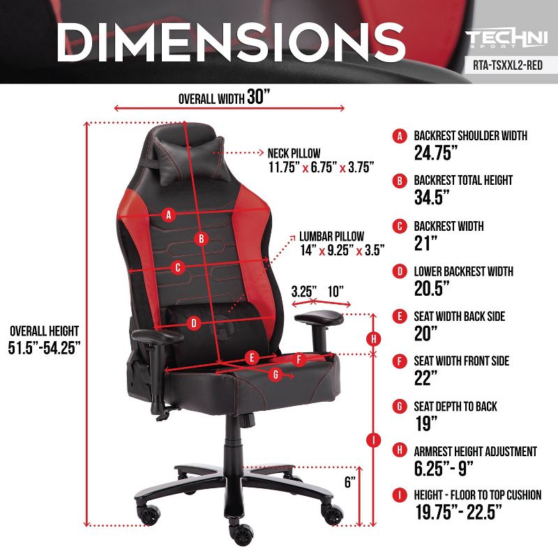 Office Gaming Chair Red - Techni Sport