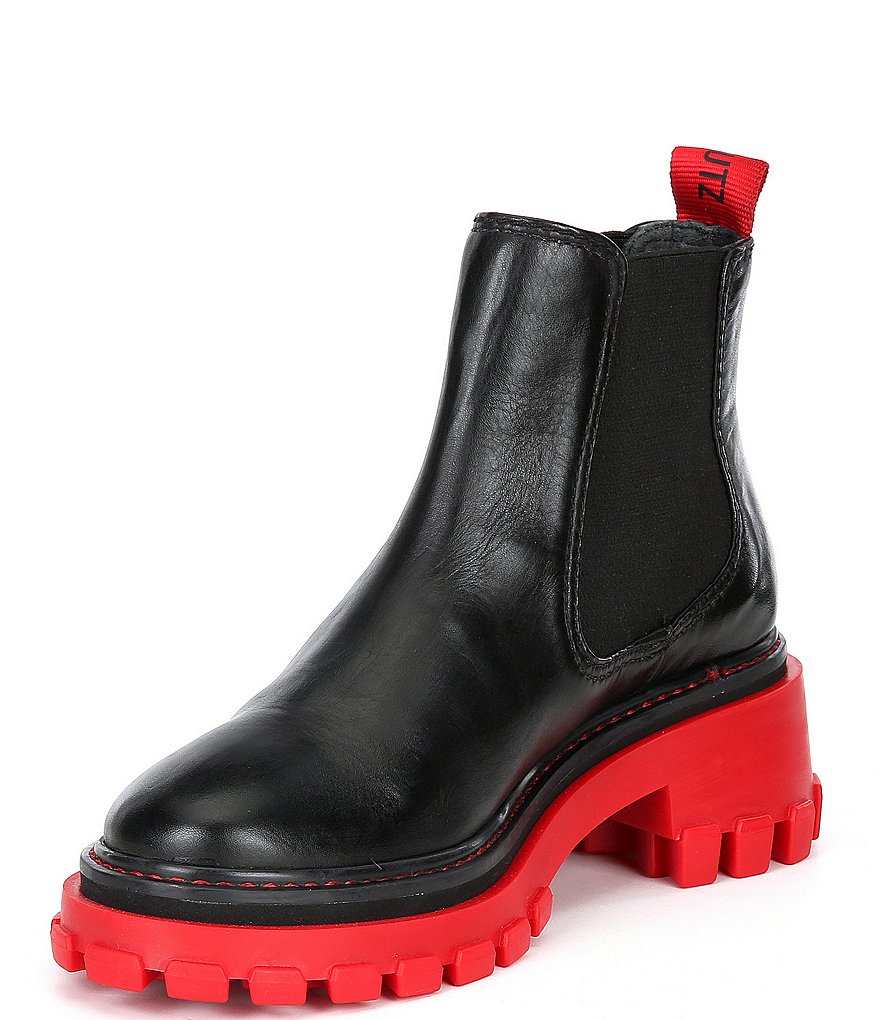 Schutz Ann Leather Lugged Chelsea Booties