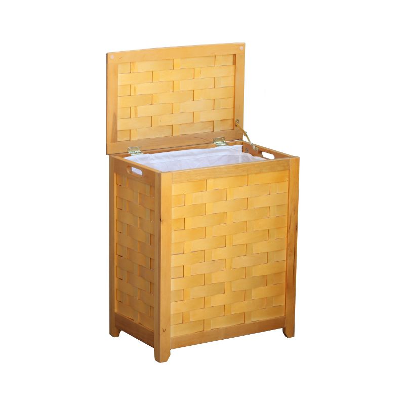 Oceanstar Rectangular Veneer Laundry Wood Hamper with Interior Bag