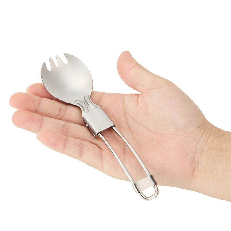 Camping Hiking Cook Picnic Foldable Spoon Traveller Spork Stainless Steel Fork