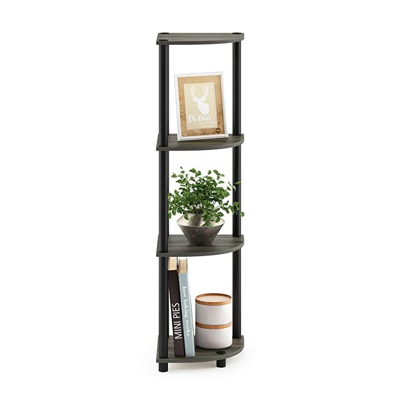 12078GYWBK TurnNTube 4Tier Corner Display Rack Multipurpose Shelving Unit French Oak GreyBlack