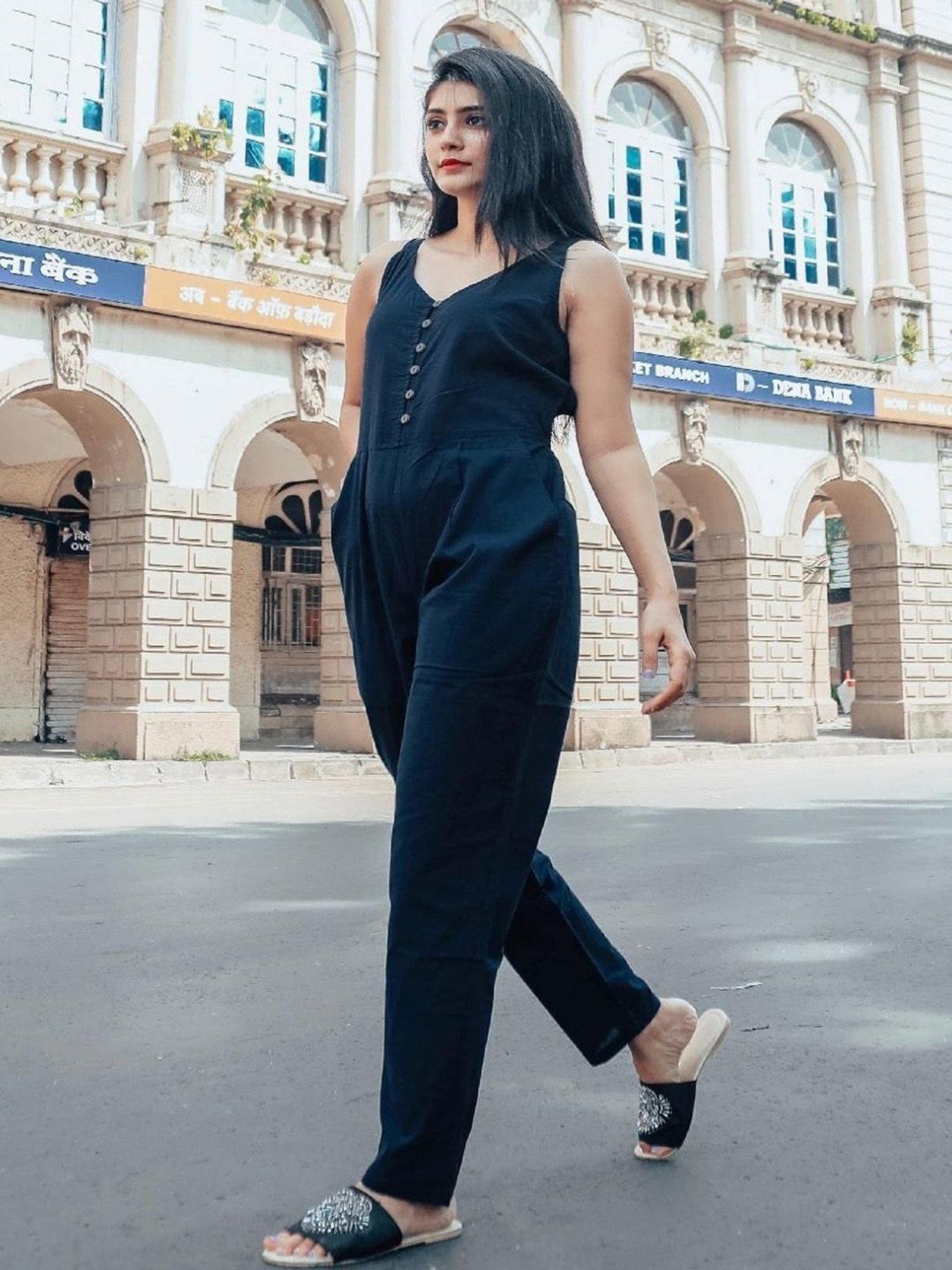 Thread and Button Royal Blue Jumpsuit