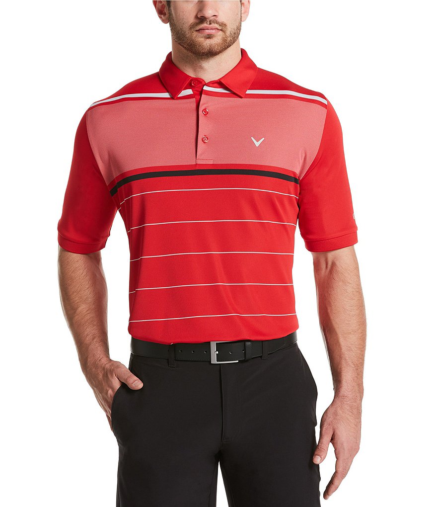Callaway Short-Sleeve Yarn Dyed Engineered Stripe Swing Tech&trade; OptiDri&trade; Golf Polo