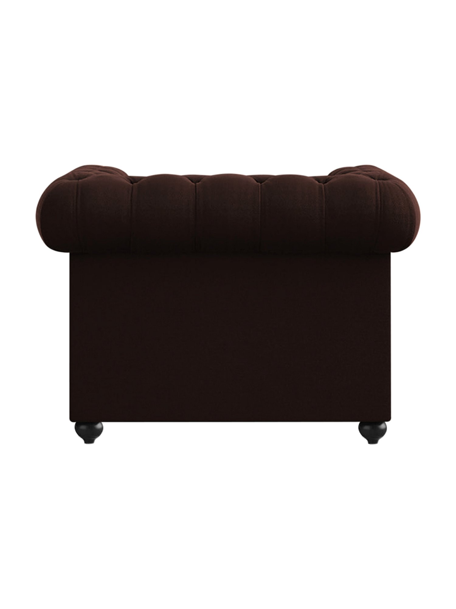 Trevi Manchester Quilted Brown Leather & Neem Wood 1 Seater Sofa